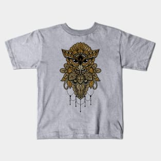 Elegant golden steampunk owl. Kids T-Shirt